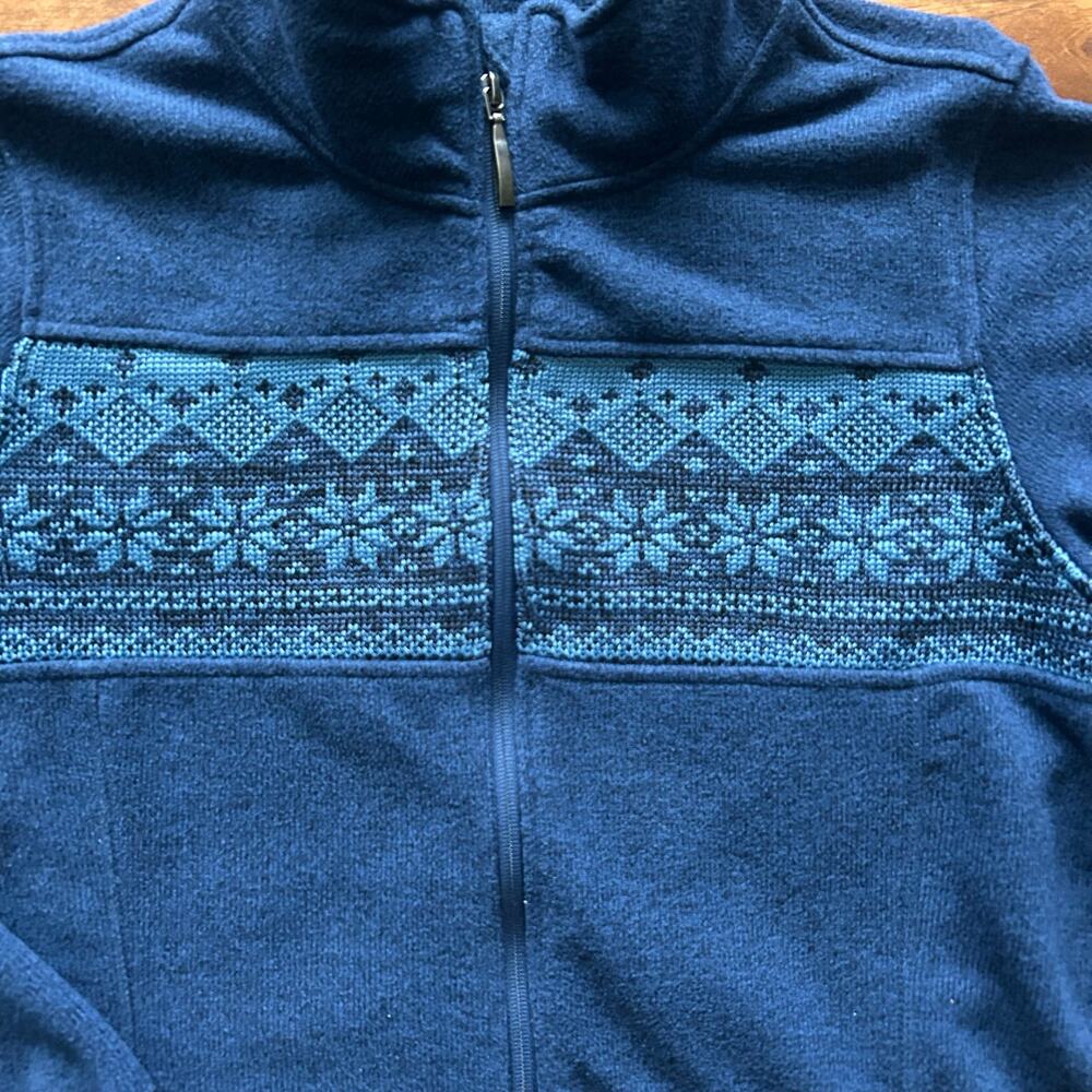 Laura Scott Full Zip Fleece Jacket snowflake Nordic Pattern Size XL (Runs Small) - Picture 3 of 9